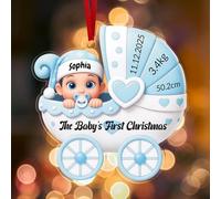 LCMAIT Décoration Personnalisée pour Le Premier Noël de Bébé 2025 Mon Premier Noel Personnalisée avec Prénom et Date Mon Premier Noel Acrylique Idéal pour Familles Nouvelles Mamans Les Garçons Filles