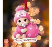 LCMAIT Décoration Personnalisée pour Le Premier Noël de Bébé 2025 Mon Premier Noel Personnalisée avec Prénom et Date Mon Premier Noel Acrylique Idéal pour Familles Nouvelles Mamans Les Garçons Filles