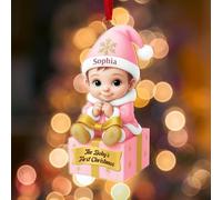 LCMAIT Décoration Personnalisée pour Le Premier Noël de Bébé 2025 Mon Premier Noel Personnalisée avec Prénom et Date Mon Premier Noel Acrylique Idéal pour Familles Nouvelles Mamans Les Garçons Filles