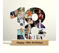 LCMAIT Personnalisé âge Nombre Photo Collage 1-99 Chaque Nombre Anniversaire Fête Décorations Personnalisées 50. 60. 70. 80e Anniversaire Photo Collage Cadre Cadeaux pour les Hommes Femmes Famille