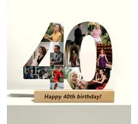 LCMAIT Personnalisé âge Nombre Photo Collage 1-99 Chaque Nombre Anniversaire Fête Décorations Personnalisées 50. 60. 70. 80e Anniversaire Photo Collage Cadre Cadeaux pour les Hommes Femmes Famille