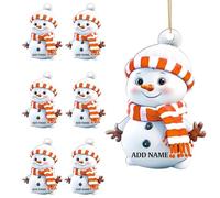 LCMAIT Personnalisé Noël Coloré Bonhomme de Neige Décoration, Personnalisé Famille Noël Ornaments 2025, Décorations Nom/Texte Suspendu Ornement, Cadeaux d'hiver pour Les Amis de La Famille