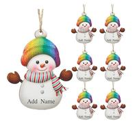 LCMAIT Personnalisé Noël Coloré Bonhomme de Neige Décoration, Personnalisé Famille Noël Ornaments 2025, Décorations Nom/Texte Suspendu Ornement, Cadeaux d'hiver pour Les Amis de La Famille