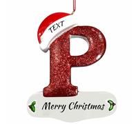 LCMAIT Personnalisés Ornaments de Noël de Famille 2025, Pendentif de Lettre de Noël Personnalisé avec des Noms/Texte, Cadeau d'hiver pour Les Amis de La Famille (A - Z)