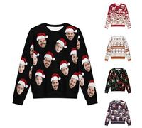 LCMAIT Pull de Noël Personnalisé Pull de Noël Moche Personnalisé avec Photo pour Les Hommes et Les Femme S-6XL