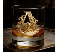 LCMAIT Verre à Whisky Personnalisé avec Autocollant Sur Mesure - Nom Personnalisable pour les Amateurs de Bourbon & Whisky, Cadeau pour Père Grand-père à la Fête des Pères Anniversaire Noël