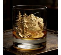 LCMAIT Verre à Whisky Personnalisé avec Autocollant Sur Mesure - Nom Personnalisable pour les Amateurs de Bourbon & Whisky, Cadeau pour Père Grand-père à la Fête des Pères Anniversaire Noël