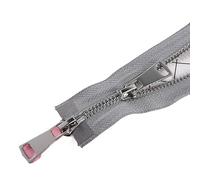 LCMHBCP Fermeture éclair Double 5# 60/70/80/90/100/120/150 cm Fermeture éclair métallique à Double Curseur et Verrouillage Automatique(Gray,60cm)