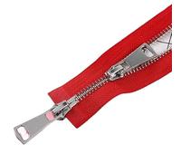 LCMHBCP Fermeture éclair Double 5# 60/70/80/90/100/120/150 cm Fermeture éclair métallique à Double Curseur et Verrouillage Automatique(Red,70cm)