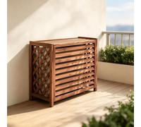 LCNDKF Cache Climatisation Exterieur Brise Vue Persienne Treillis Balcon | Habillage esthetique dissimulant la pompe a chaleur avec etagere superieure pour pots de fleurs.(85*80)