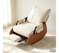 LCNDKF Chaise Berçante Salon avec Repose-Pied Coulissant | Fauteuil à bascule ergonomique avec repose-pieds rétractable et poche latérale de rangement.