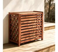 LCNDKF Support Plante Cache Climatiseur Exterieur Coffre Persienne Balcon | Design a persiennes favorisant la ventilation et etagere superieure pour plantes et fleurs.(100*92)