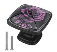 lcndlsoe Améliorez vos meubles avec ce lot de 4 boutons de placard noirs, design carré tendance, rose violette et noire