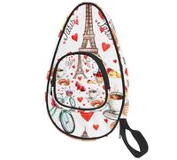 lcndlsoe Housse de protection pour raquette de tennis de table Tour Eiffel Paris Cœur Thé Vin Tennis de table