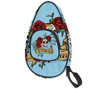 lcndlsoe Sac de pagaie de ping-pong Day of The Dead Skull Rose Bleu Housse pour raquette de tennis de table