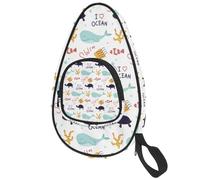 lcndlsoe Sac de pagaie de ping-pong, mots marins, dauphins, tortues de mer, poissons, raquettes de tennis de table