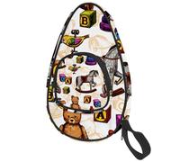 lcndlsoe Sac de pagaie de ping-pong rétro dessin animé cheval oiseau peluche motif ours de tennis de table housse housse housse