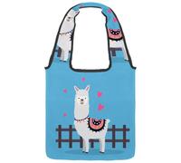 lcndlsoe Sac fourre-tout en toile, joli lama alpaga I AM the NEW WAVE pour femme, sac à main à bandoulière pour le travail, le shopping, la salle de sport, multicolore 2, 14.1x14.9in/36x38cm