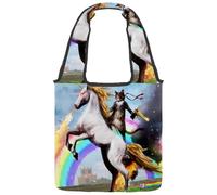 lcndlsoe Sac fourre-tout en toile, joli lama alpaga I AM the NEW WAVE pour femme, sac à main à bandoulière pour le travail, le shopping, la salle de sport, Multicolore 15., 14.1x14.9in/36x38cm