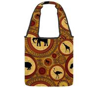 lcndlsoe Sac fourre-tout en toile, motif abstrait africain, animaux ethniques, éléphant, girafe, sac à main pour femme, sac à main à bandoulière pour, multicolore 1, 14.1x14.9in/36x38cm