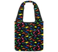 lcndlsoe Sac fourre-tout en toile, motif dinosaures colorés, sac à main à bandoulière pour femme, pour le travail, le shopping, la salle de sport, multicolore 1, 14.1x14.9in/36x38cm