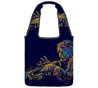 lcndlsoe Sac fourre-tout en toile, motif joueur de trompette jazz pour femme, sac à main à bandoulière pour le travail, le shopping, la salle de sport, multicolore 1, 14.1x14.9in/36x38cm