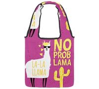 lcndlsoe Sac fourre-tout en toile, sac à main à bandoulière amusant en alpaga cactus sans problème lama pour femme pour le travail, le shopping, la salle de sport, multicolore 1, 14.1x14.9in/36x38cm