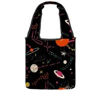 lcndlsoe Sac fourre-tout en toile, sac à main à bandoulière pour femme, motif bateau à voile coloré, fond bleu marine, pour le travail, le shopping, la salle, Multicolore 3., 14.1x14.9in/36x38cm