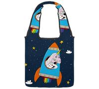 lcndlsoe Sac fourre-tout en toile, sac à main à bandoulière pour femme, motif carlin, inscription « Be a Unicorn » pour le travail, le shopping, la salle, Multicolore 12., 14.1x14.9in/36x38cm