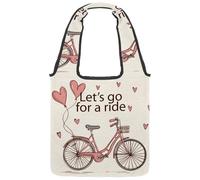 lcndlsoe Sac fourre-tout en toile, vintage Let's Go for a Ride Bicycle Floral Sac à main pour femme pour le travail, le shopping, la salle de sport, multicolore 2, 14.1x14.9in/36x38cm