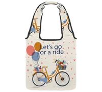 lcndlsoe Sac fourre-tout en toile, vintage Let's Go for a Ride Bicycle Floral Sac à main pour femme pour le travail, le shopping, la salle de sport, multicolore 1, 14.1x14.9in/36x38cm