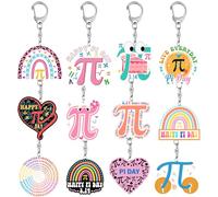 Lcnjscgo Lot de 12 porte-clés Pi Day Party Favors Math Pi fête d'anniversaire fournitures de décoration cadeaux pour les amateurs de mathématiques, boîte de nuit, cadeau de fête Pi Symbole Pi pour