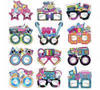 Lcnjscgo Lot de 24 lunettes en papier des années 90 et 80 pour fête d'anniversaire - Accessoires de photomaton rétro des années 80 et 1990