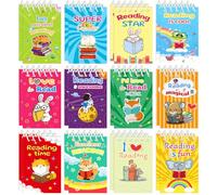 Lcnjscgo Lot de 24 mini carnets de lecture à spirales Love to Read - Bloc-notes de poche pour lire un livre d'anniversaire - Cadeaux de fête d'anniversaire, sac à friandises, bureau, école, salle de