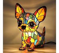 LCPKUTTR Corgi Lamp, Dachshund Lamp Stained Glass,Stained Resin Chihuahua, French Bulldog, Beagle, Tabletop Night Light,Cute Pet Dog Themed LED Table Lamp r-4017(Chihuahua)