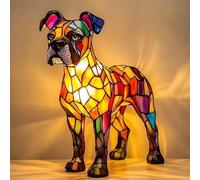 LCPKUTTR Corgi Lamp, Dachshund Lamp Stained Glass,Stained Resin Chihuahua, French Bulldog, Beagle, Tabletop Night Light,Cute Pet Dog Themed LED Table Lamp r-4017(Boxer)