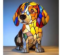 LCPKUTTR Corgi Lamp, Dachshund Lamp Stained Glass,Stained Resin Chihuahua, French Bulldog, Beagle, Tabletop Night Light,Cute Pet Dog Themed LED Table Lamp r-4017(Beagle)