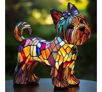 LCPKUTTR Corgi Lamp, Dachshund Lamp Stained Glass,Stained Resin Chihuahua, French Bulldog, Beagle, Tabletop Night Light,Cute Pet Dog Themed LED Table Lamp r-4017(Yorkshire)