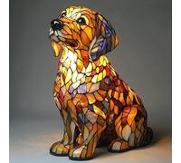 LCPKUTTR Corgi Lamp, Dachshund Lamp Stained Glass,Stained Resin Chihuahua, French Bulldog, Beagle, Tabletop Night Light,Cute Pet Dog Themed LED Table Lamp r-4017(Golden Retriever)