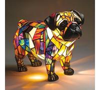 LCPKUTTR Corgi Lamp, Dachshund Lamp Stained Glass,Stained Resin Chihuahua, French Bulldog, Beagle, Tabletop Night Light,Cute Pet Dog Themed LED Table Lamp r-4017(Pekingese)