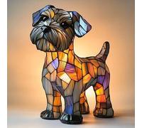 LCPKUTTR Corgi Lamp, Dachshund Lamp Stained Glass,Stained Resin Chihuahua, French Bulldog, Beagle, Tabletop Night Light,Cute Pet Dog Themed LED Table Lamp r-4017(Schnauzer)