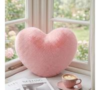 LCSHENGMIN Coussin en forme de cœur en peluche rose, coussin de canapé en forme de cœur, 39 x 46 cm, coussin en peluche douce, coussin décoratif rose, coussin décoratif en forme de cœur, pour canapé