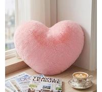 LCSHENGMIN Coussin en forme de cœur en peluche rose, coussin pour canapé rose, coussin en peluche de 38 x 28 cm, coussin en peluche doux, petit coussin en forme de cœur comme cadeau, coussin décoratif