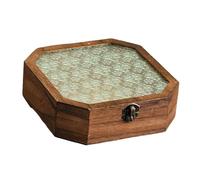 LCSVCCXA Boîte de Rangement Contenant pour Babioles Coffre Au Boîte en Bois Finition Artisanale D'Aspect Ancien Adapté pour Conserver des Souvenirs et, 20x20x5.8cm