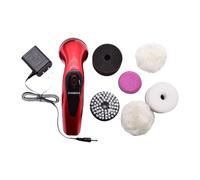 LCSVCCXA Brosse à Chaussures Électrique Appareil de Cirage Kit de Soin Du Cuir Lustreuse Portative Solution Sans Fil avec 6 Accessoires Adapté pour Voyageurs E, Rouge