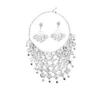 LCSVCCXA Collier Ras-du-Cou Femme Plus Boucles d'oreilles Pendantes Ensemble Bijoux Chic Accessoire Alliage Fer Brillant Adapté Aux Soirée Gala Mariage Anniver, Boucles d'oreilles à Clip