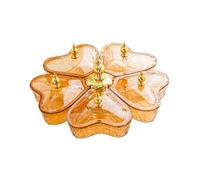 LCSVCCXA Plateau à Fruits Rotatif équipé de 5 Bols Amovibles, D'un Couvercle Pratique et D'une Poignée Ergonomique, Plateau pour Amuse-gueules et Fruit, Cœur Brun