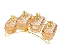 LCSVCCXA Plateau de Fruits Plateau à Fruits Grand Capacité Design avec Couvercle Plateau à Bonbons Plateau à Dessert pour Snack Adapté Aux Événements Décoratio, Ambre