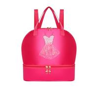 LCSVCCXA Sac Ballet Danse Sac à Dos Enfant Compartiment Chaussures Broderie Nylon Imperméable Bretelles Réglables Fermeture Sécurisée Adapté Aux Cour, Rose Rouge