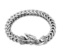 LCTrusttmor Gahna Bracelet en acier inoxydable pour femme, lien cubain viking de très petite taille, 10 mm de large, 18,3 cm de long, convient aux poignets jusqu'à 15,2 cm - Argenté/noir, One Size